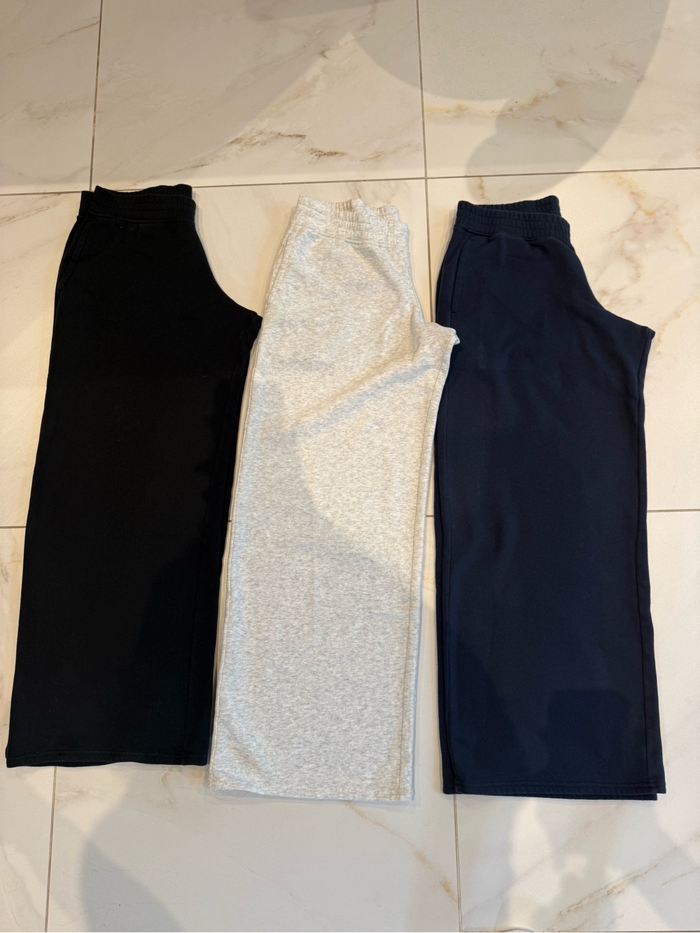 HOLLISTER ( 3)sweatpants. Black blue and Heather grey. Size small .